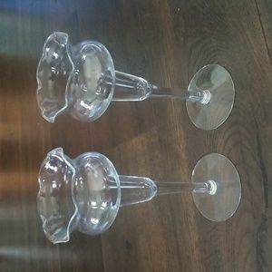 Pair of Princess House tulip glass candlesticks